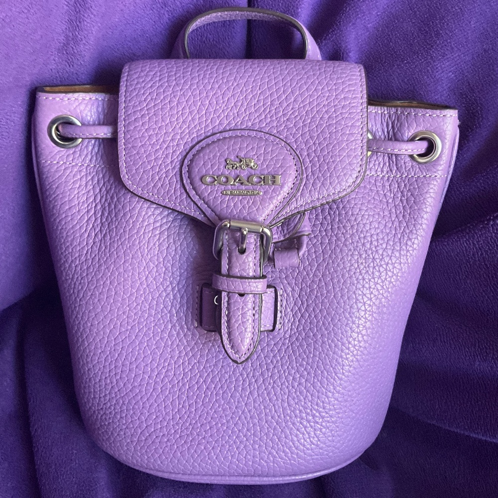 COACH CL408 Amelia Lilac Pebbled Leather Mini Backpack
